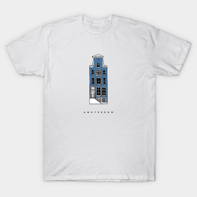 Blue Old House, Amsterdam, Netherlands. Realistic drawing. T-Shirt by ArchiTania